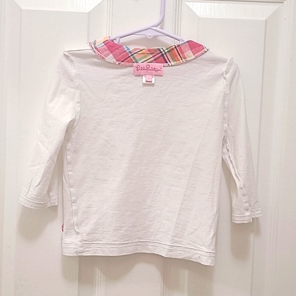 Lily Pulitzer longsleeves white Top with a multi- colored neck area for … - Picture 7 of 8